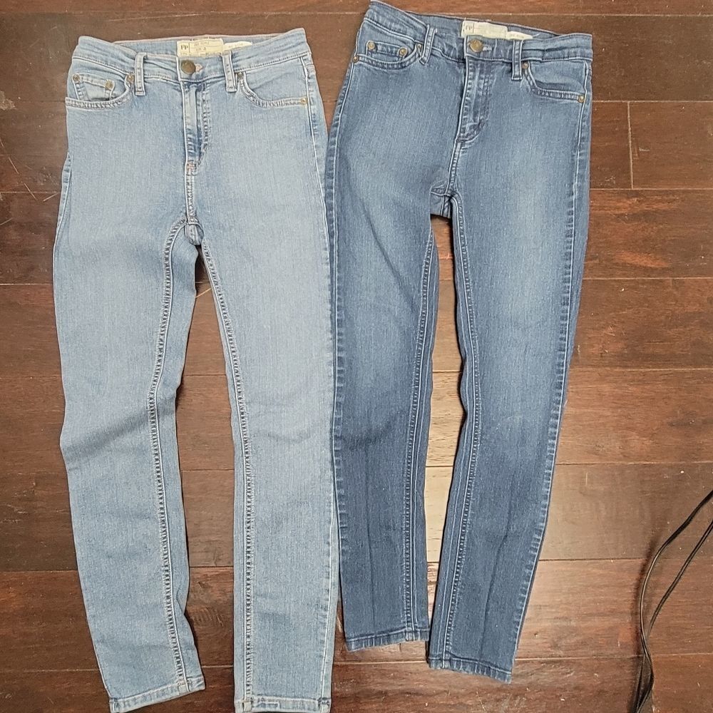 2 Pairs Free People Hi Rise Skinny Jeans 25 Stretchy Y2K